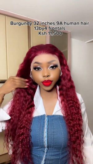 32 inches burgundy 9A human hair deepwave