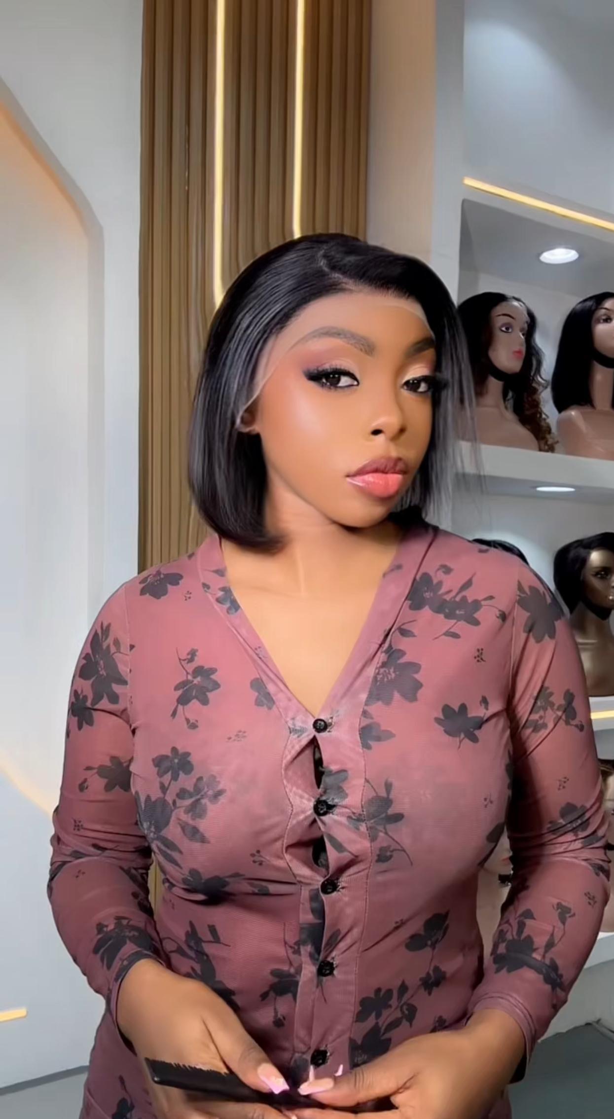 10 inches 10A Brazilian human hair bob full frontal